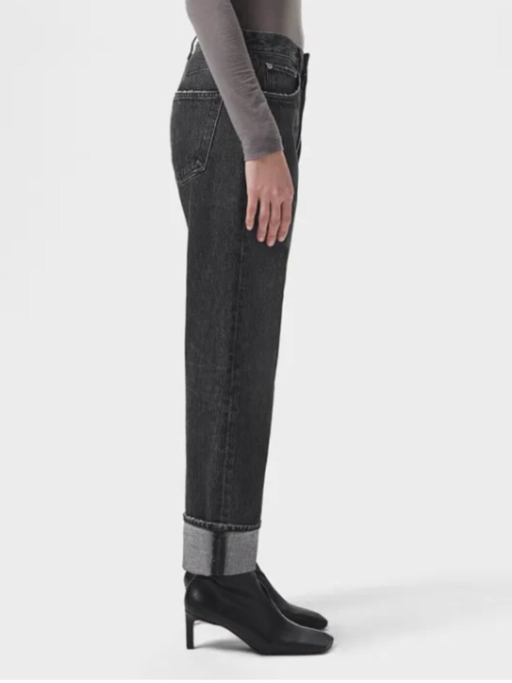 Agolde Fran High Rise Wide Leg Cuffed Jeans in Ditch Size 25 - Picture 2 of 13